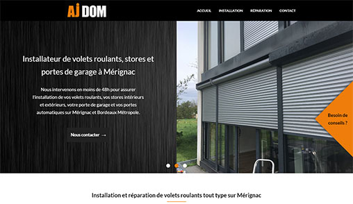 aj-dom.fr, site web réalisé par l'agence Gadvert à Bordeaux